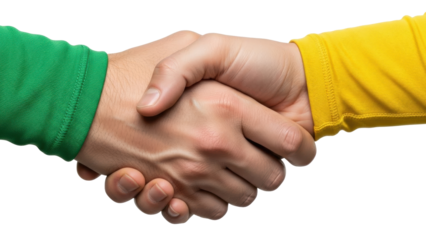Isolated handshaking between two diverse business people, agreement, collaboration, deal