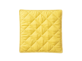 Isolated yellow quilted square pad for kitchen, craft or DIY project, neutral warm tone object
