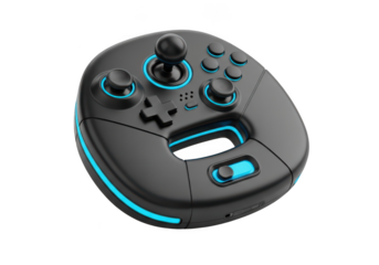 3d icon of modern gamepad isolated on transparent background, designed for gaming, entertainment, and interactive experiences, showcasing sleek design and advanced functionality