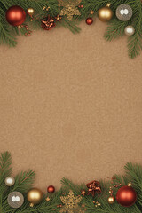 christmas background with fir branches and decorations