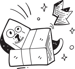 Cartoon man with a book playing cards for fun and money, vector illustration