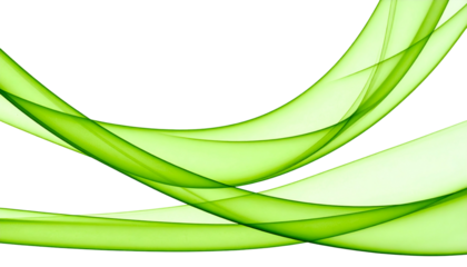 Flowing, translucent green ribbons overlay a black background, suggesting movement and energy