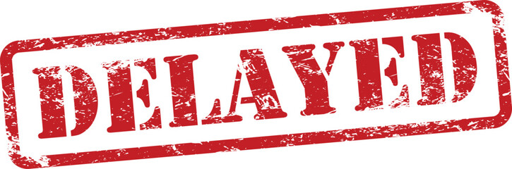 Red delayed stamp on white background © Dream Hub