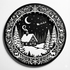 Papercut Gingerbread House and Winter Night