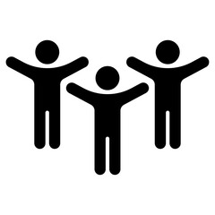 Group of 3 people. Simple black vector icon