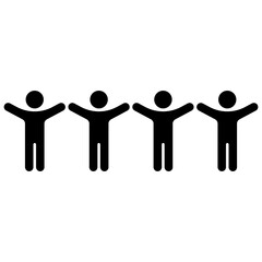 Group of 4 people. Simple black vector icon