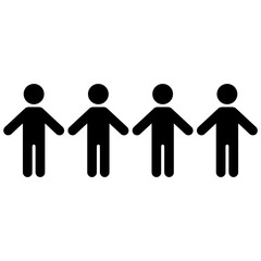 Group of 4 people. Simple black vector icon