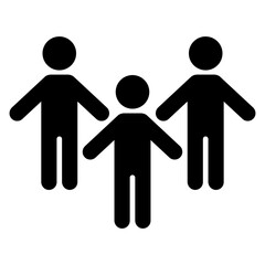 Group of 3 people. Simple black vector icon