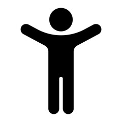 1 person black icon. Man with arms raised icon.