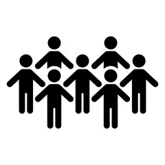 Group of 7 people. Simple black vector icon