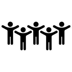 Group of 5 people. Simple black vector icon