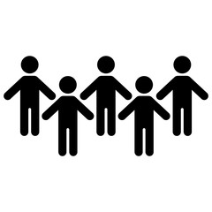 Group of 5 people. Simple black vector icon