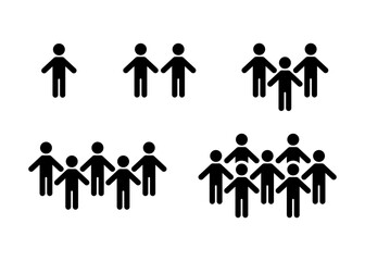 People group icon set. Stickman icons. Simple black vector icon set. 
