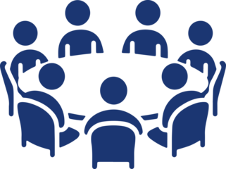 Group of people sitting in a circle minimalist design on transparent background