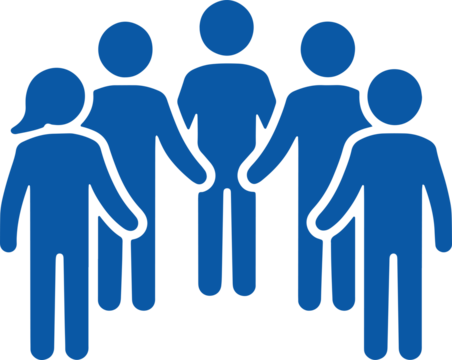 Group of blue people holding hands a simple vector icon on transparent background - Powered by Adobe
