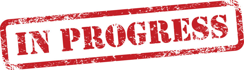 In Progress Red Grunge Rubber Stamp