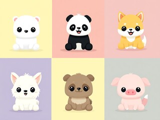 Obraz premium Cute Baby Animal Character Set