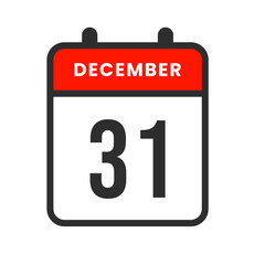 December 31 icon marking the thirty-first day, perfect for closing-month schedules, deadlines, reminders, and productivity planning.