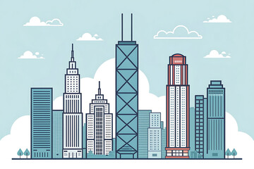 Fototapeta premium Chicago skyline simplified into blocky geometric forms.