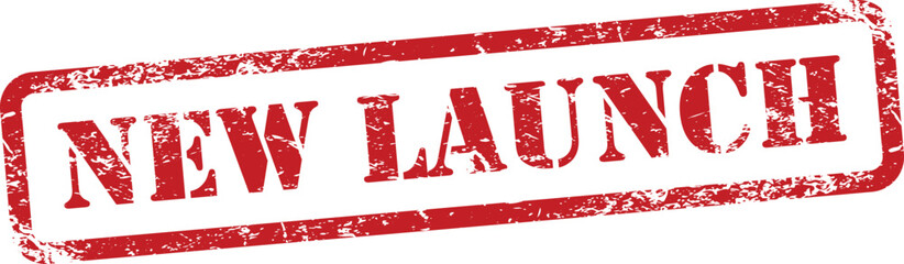 New Launch Red Grunge Rubber Stamp