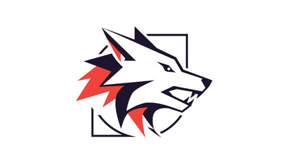 Obraz premium A stylized graphic illustration of a fierce wolf's head with sharp teeth and a determined expression.