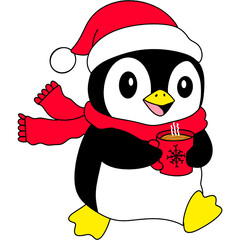 penguin with santa hat