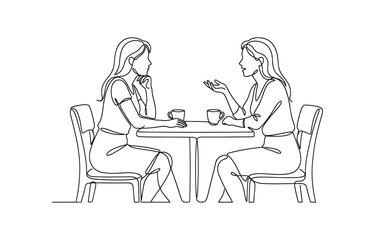 Job interview - vector modern simple one line design composition with recruiter and candidate isolated on transparent background