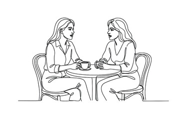 Job interview - vector modern simple one line design composition with recruiter and candidate isolated on transparent background