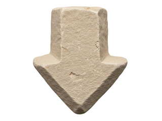 Isolated stone arrow, rough texture, ancient aesthetic design, hand-carved symbol, natural