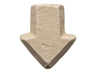 Isolated stone arrow, rough texture, ancient aesthetic design, hand-carved symbol, natural