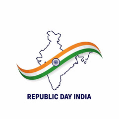 India Republic Day Celebration with National Flag and Map.