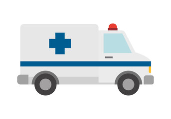 Ambulancia blanca con cruz médica azul