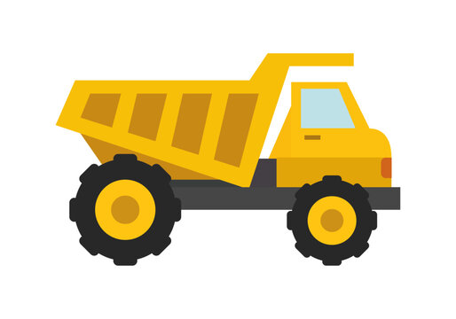 Cami&oacute;n volquete amarillo en fondo blanco