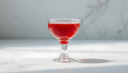 Single jello dessert in a transparent glass cup.