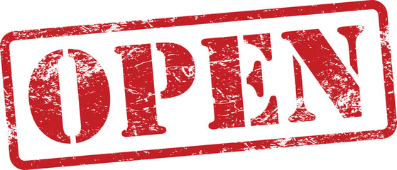 Open Red Grunge Rubber Stamp