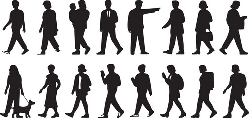 People in lines for digital model of architecture and urbanism. Vector illustration