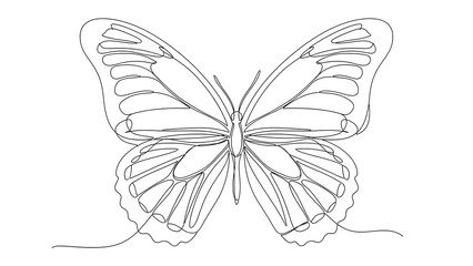Minimalist continuous line art butterfly drawing illustration