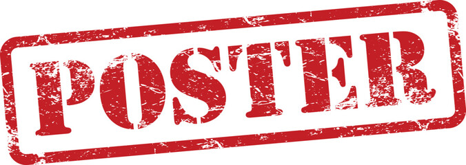 Poster Red Grunge Rubber Stamp