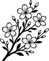 Cherry Blossom tree branch isolated on a white transparent background vector graphic illustration