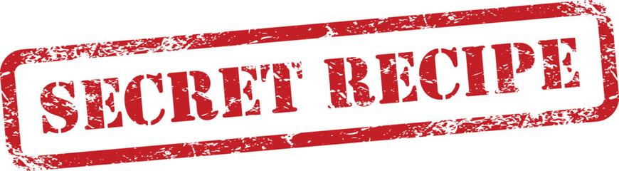 Secret Recipe Red Grunge Text Stamp in Rectangular Border