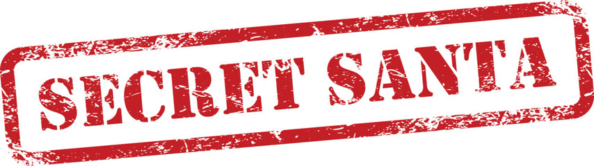 Secret Santa Red Grunge Text Stamp in Rectangular Border