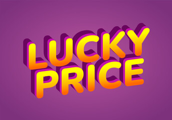 A vibrant and colorful text design featuring the words Lucky Price in bold, 3D letters with gradient of orange and yellow against a purple background