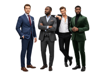 group of business people standing and posing isolated on white or transparent background