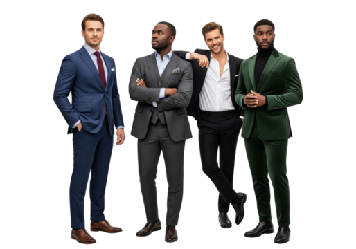 group of business people standing and posing isolated on white or transparent background - Powered by Adobe