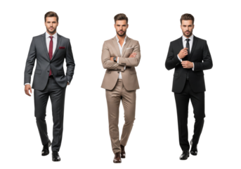 Diverse of business people standing and posing isolated on white or transparent background