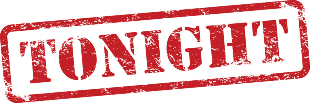 Tonight Red Grunge Text Stamp in Rectangular Border