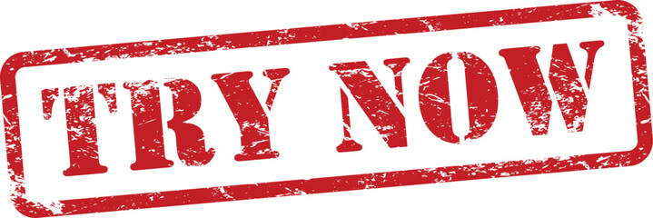 Try Now Red Grunge Text Stamp in Rectangular Border