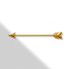 Elegant polished golden arrow pointing forward, embodying focus, aspiration, and a clear path to success on a minimalist white backdrop with subtle shadow