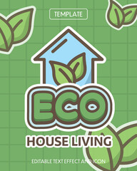 eco house living editable text effect with modern and simple style