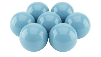 Isolated Light Blue Balls Pile Close Together, Still Life Spheres Grouped and Interlocking